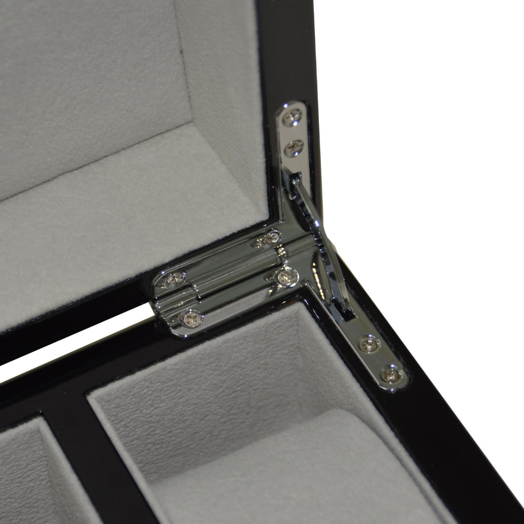 watch case hinge detail with velvet interior lining and metal hinge hardware