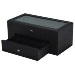 Black Wood Veneered Double-Layer 22 Slots Watch Case