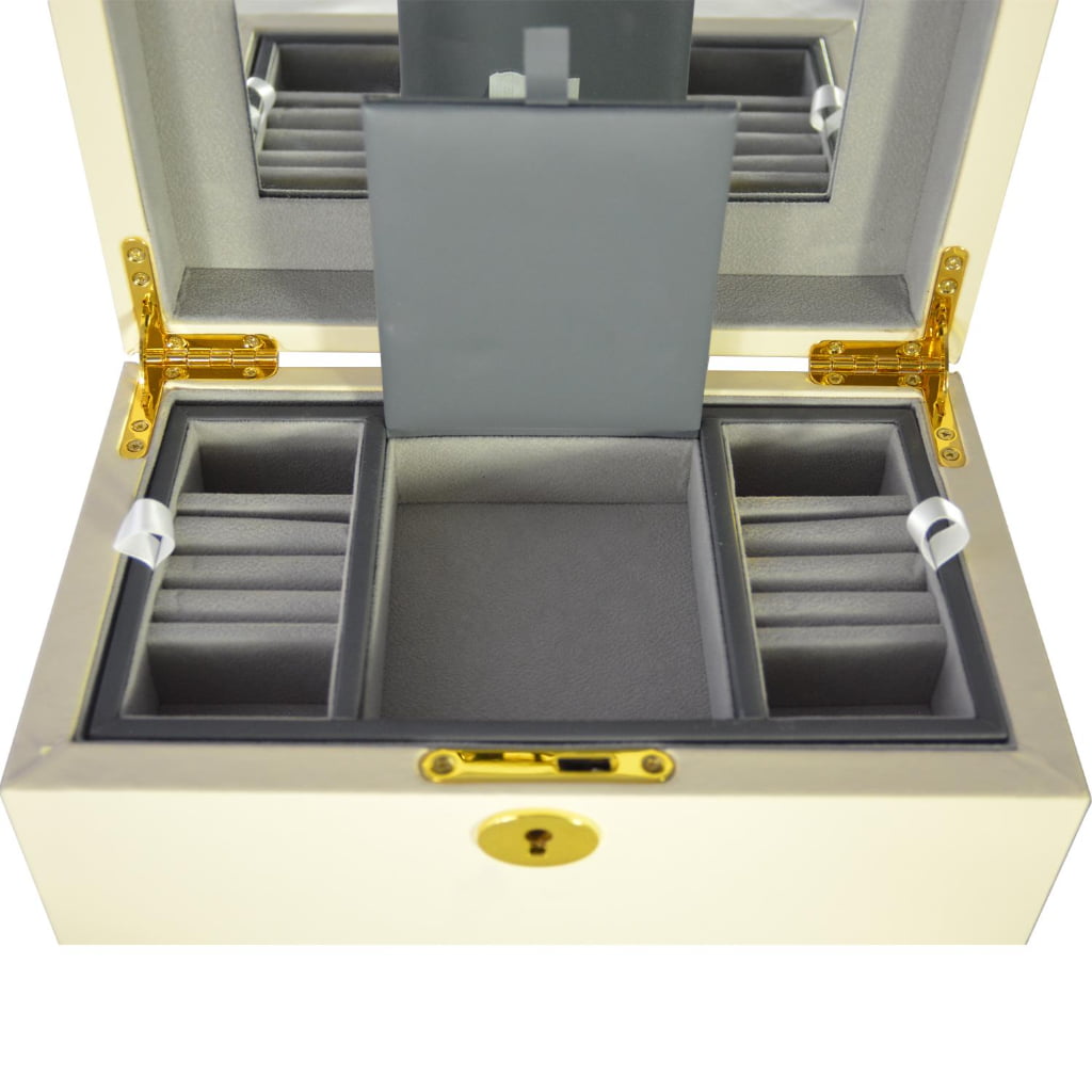 Yellow PU Leather Jewelry Organizer Box with Secret Cabinet