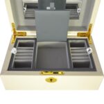 Yellow PU Leather Jewelry Organizer Box with Secret Cabinet