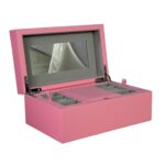 Pink PU Leather Jewelry Organizer Box with Secret Cabinet