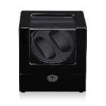2-watch winder front view with high-gloss black exterior, black interior and acrylic display window