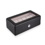 Closed carbon fiber watch case with tempered glass display window and hardware lock