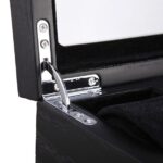 watch case metal hinge detail with black wood veneer structure