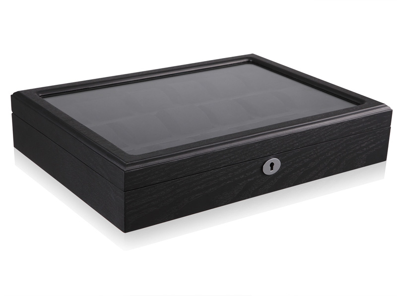 18 Watch Black Wood Veneer Watch Case
