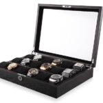 18 Watch Black Wood Veneer Watch Case