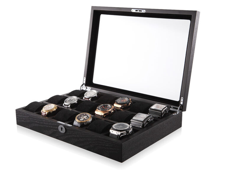 18 Watch Black Wood Veneer Watch Case