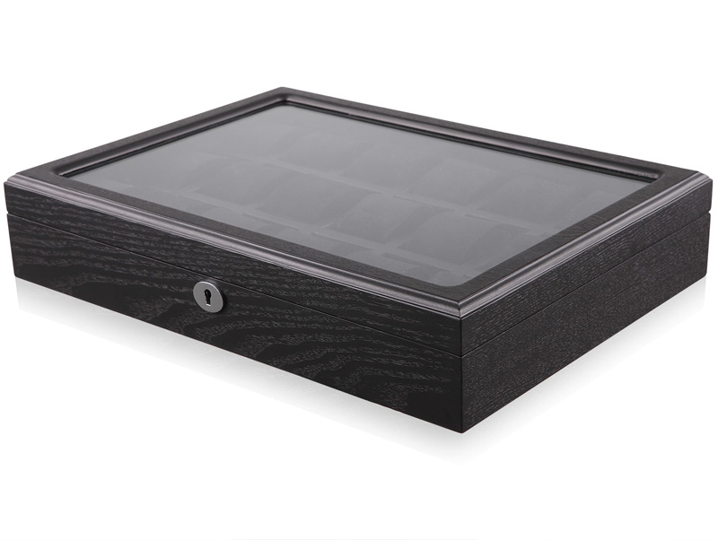 18 Watch Black Wood Veneer Watch Case