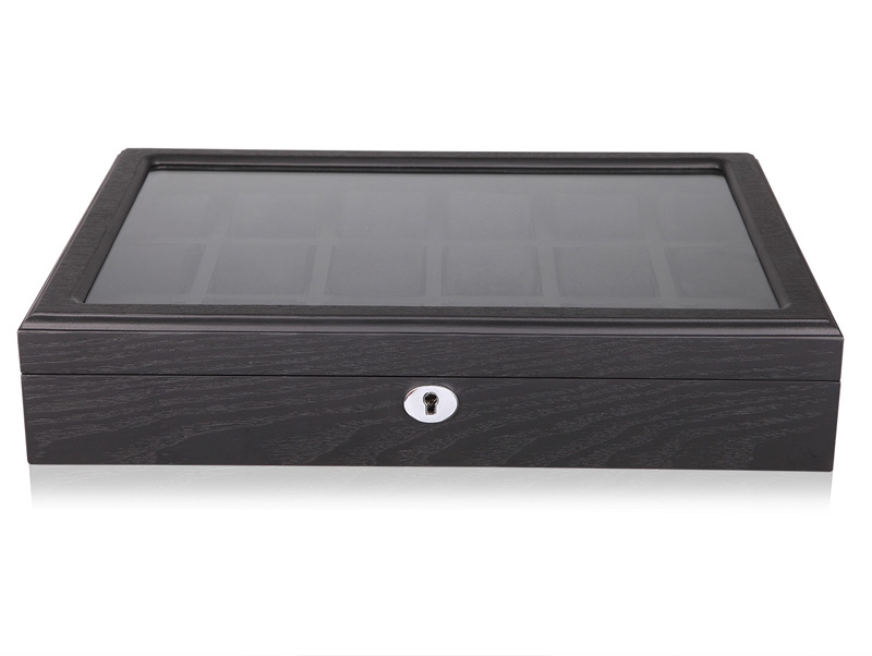 18 Watch Black Wood Veneer Watch Case