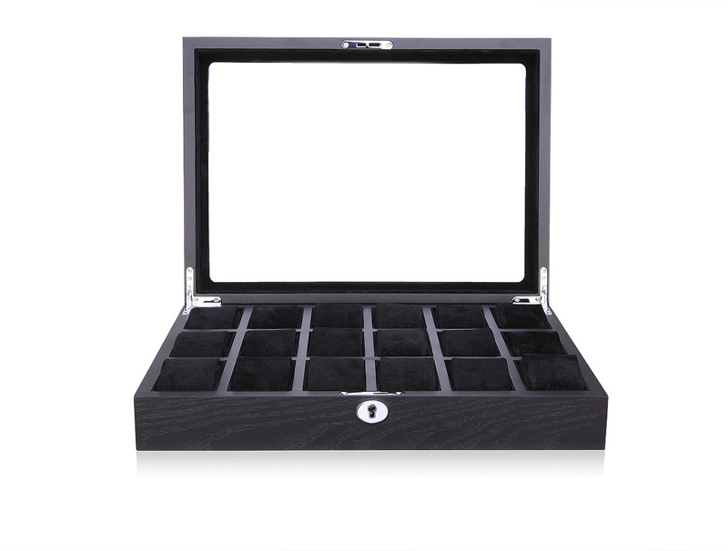 18 Watch Black Wood Veneer Watch Case