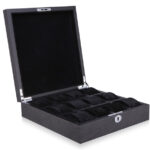 12 Watch Black Wood Veneer Watch Case with Black Velvet Interior