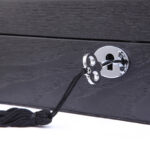 black wooden watch case with key lock