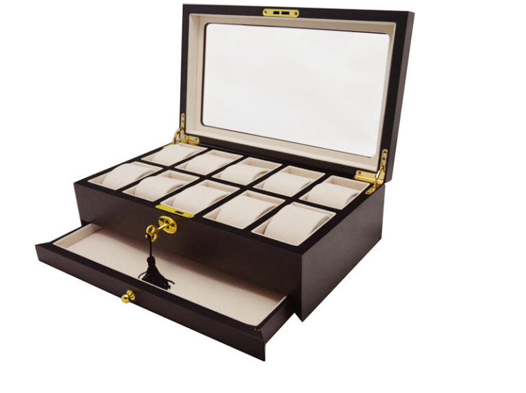 10-Watch Display Case with Storage Drawer