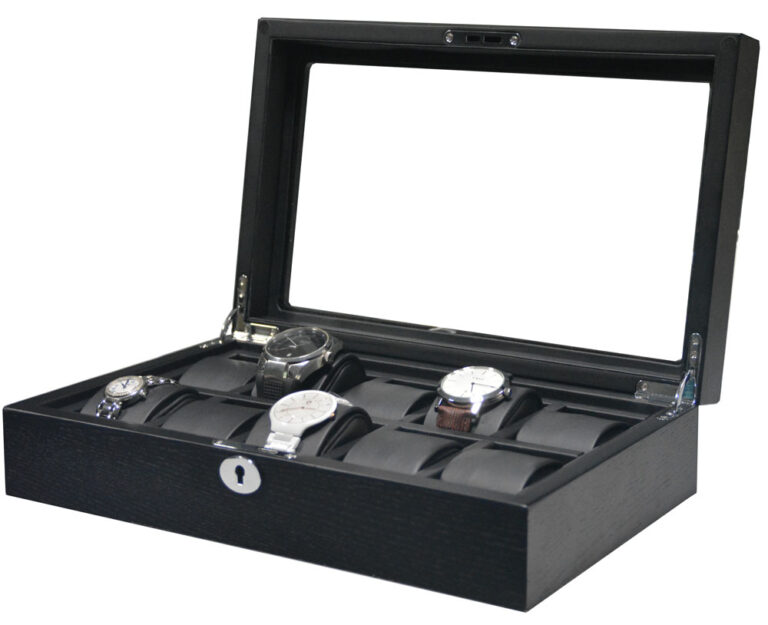 10 Watch Burl Wood Veneer Watch Case with PU Leather Interior