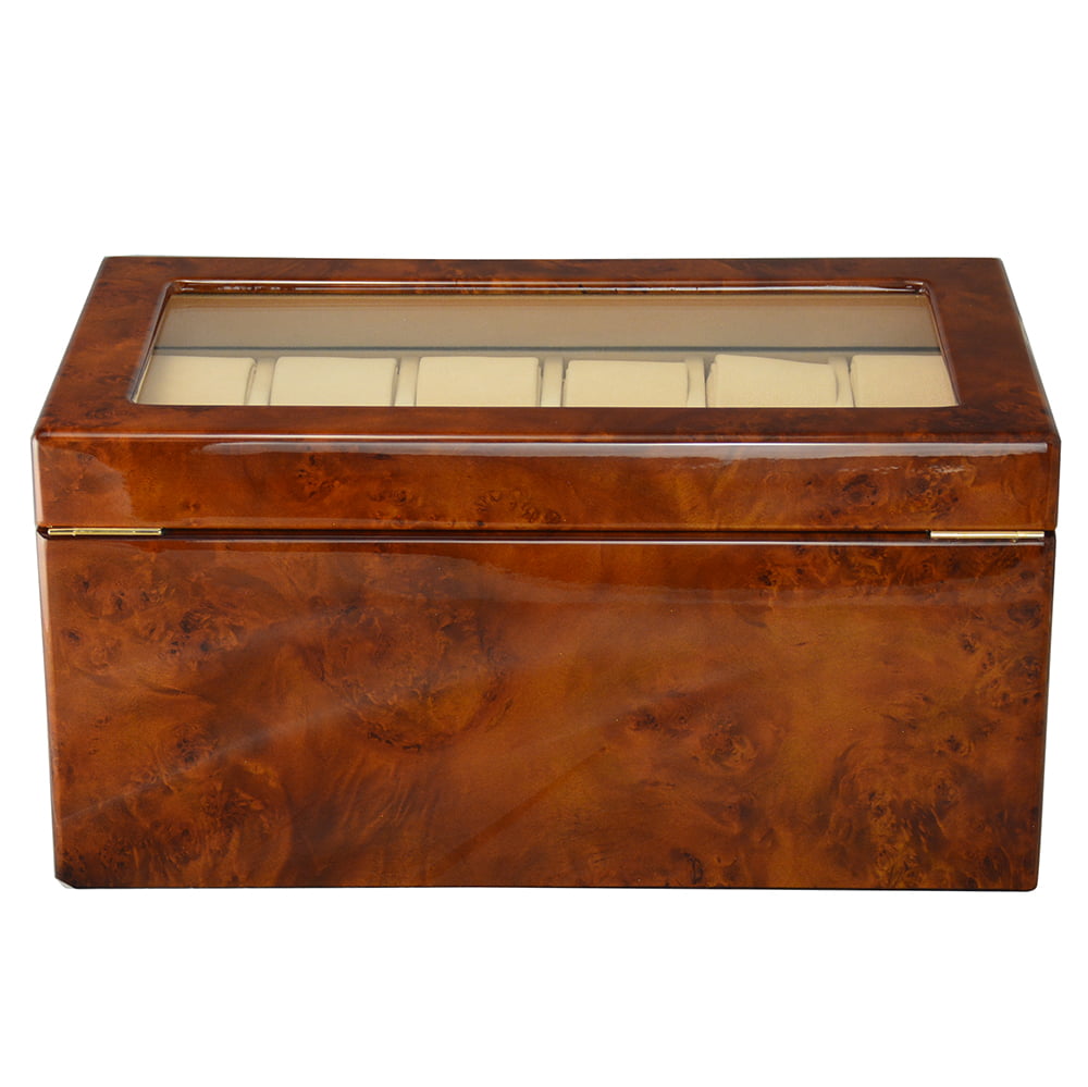 high gloss deep yellow watch case with closed rear view design