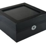 High Glossy Black 6 Watch Case with Tempered Glass Display