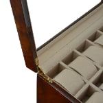 watch case hinge detail with apricot velvet wrapped interior