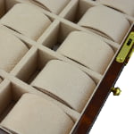 20 slot watch case interior with velvet watch compartments