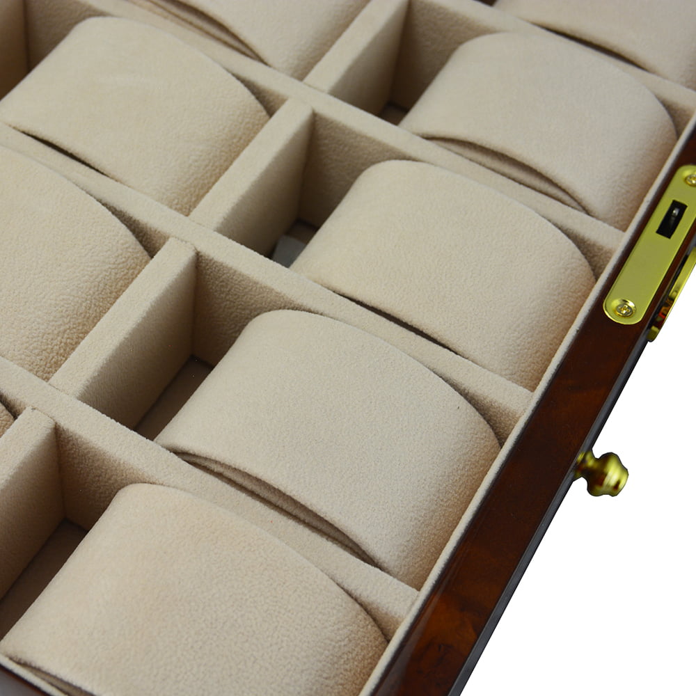 20 slot watch case interior with velvet watch compartments