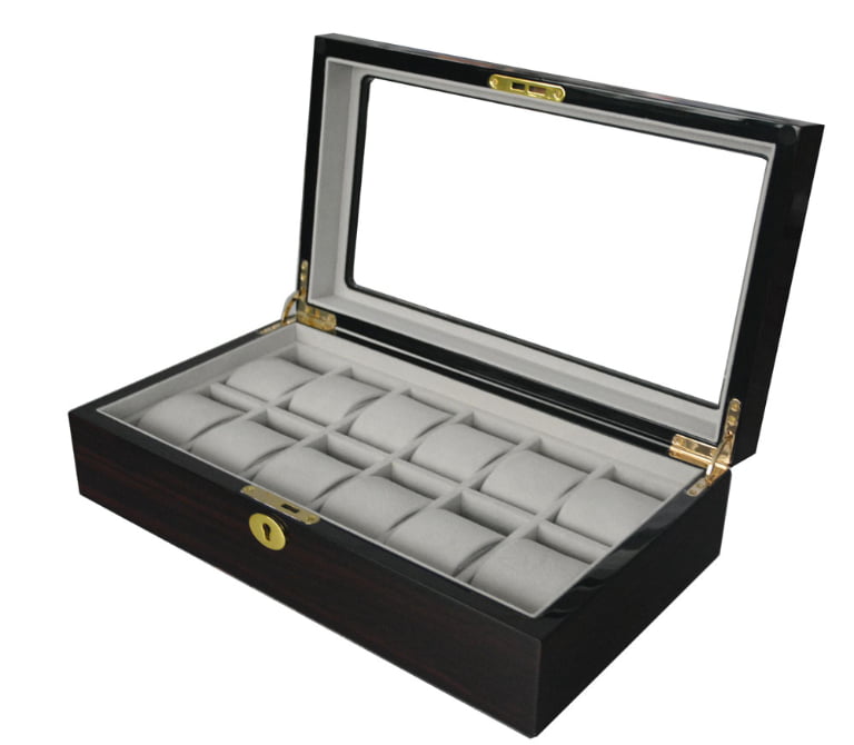 High Glossy Ebony with Grey 12 Watch Case