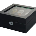 High Glossy Black 6 Watch Case with Tempered Glass Display