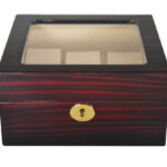 High Glossy Ebony with Apricot 6 Watch Case with Tempered Glass Display