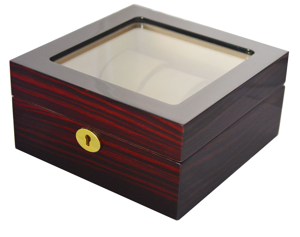 High Glossy Ebony with Apricot 6 Watch Case with Tempered Glass Display
