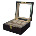 High Glossy Ebony with Apricot 6 Watch Case with Tempered Glass Display