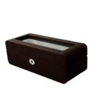 PU Leather Brown 5 Watch Case with Grey Velvet Interior