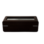 PU Leather Brown 5 Watch Case with Grey Velvet Interior
