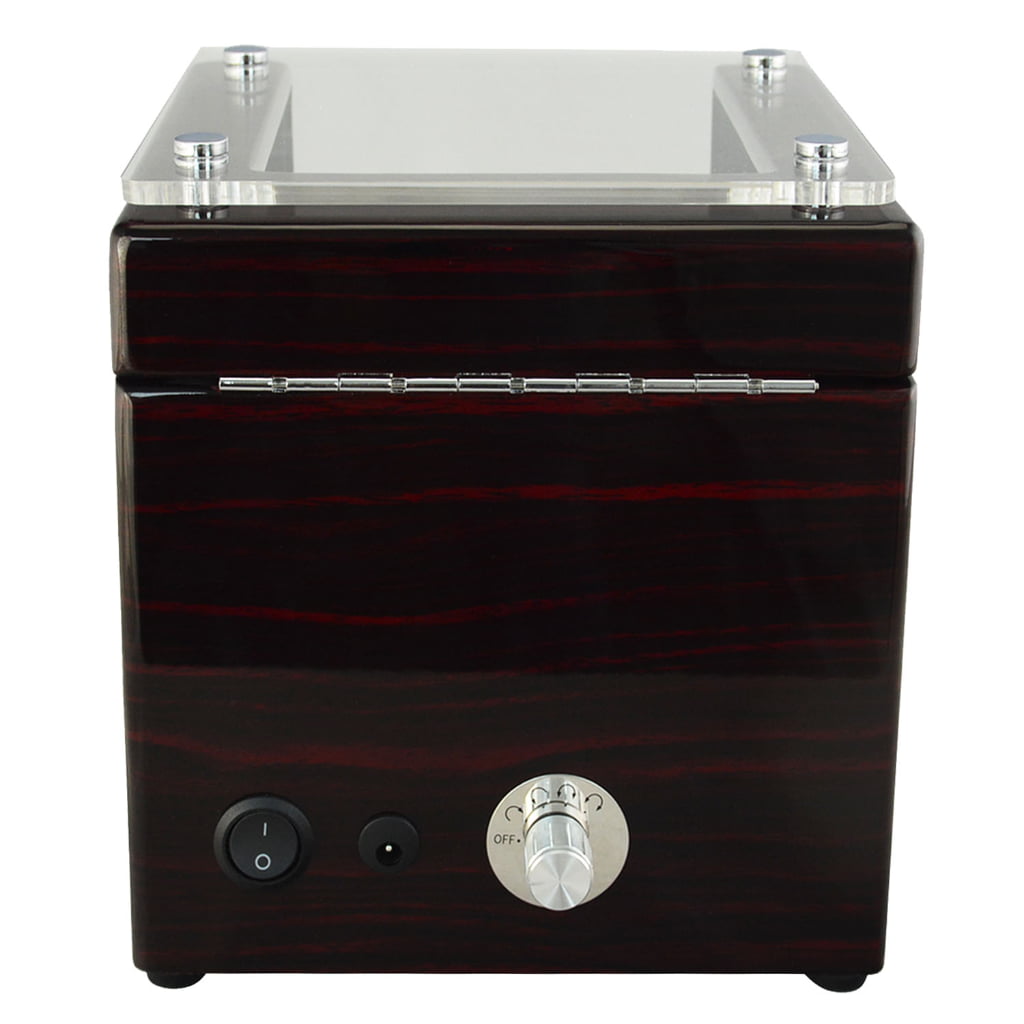Double watch winder rear panel with knob control, power switch and adapter connection
