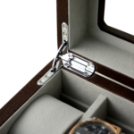 PU Leather Brown 5 Watch Case with Grey Velvet Interior