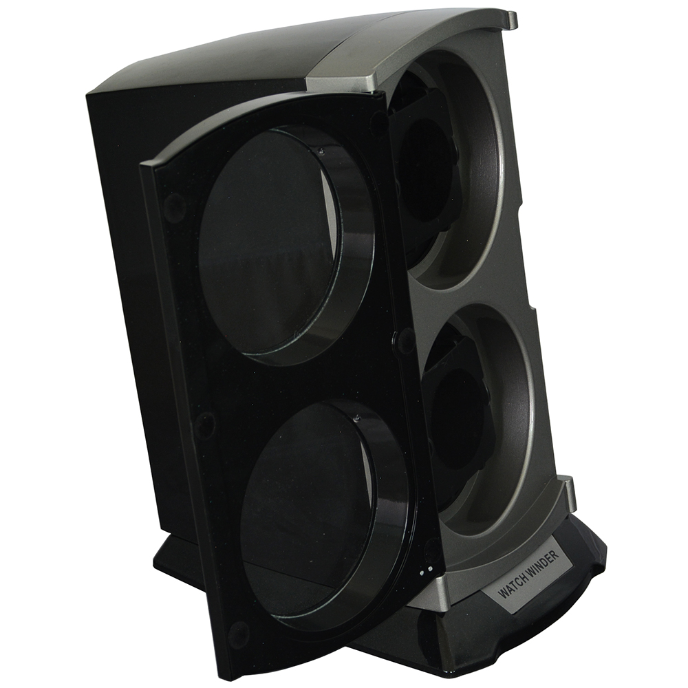 Glossy Black Plastic 2 Watch Winder with LED Light