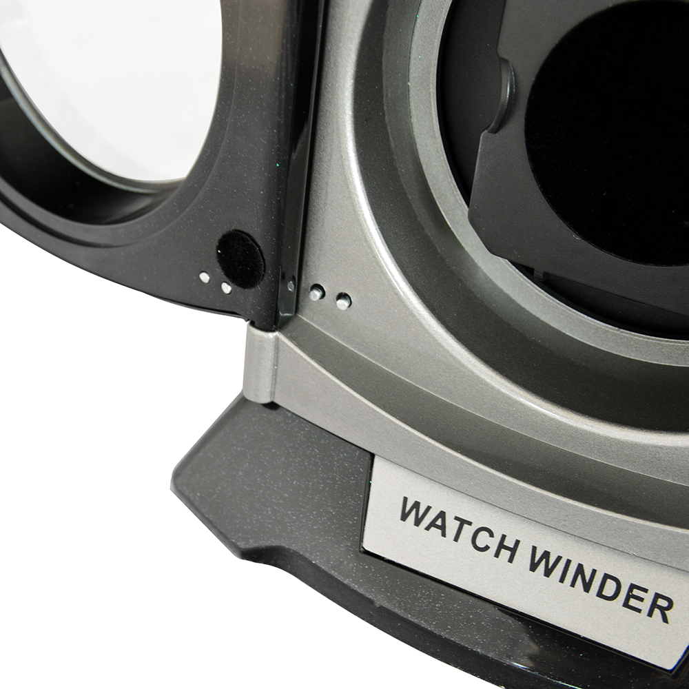 Glossy Black Plastic 2 Watch Winder with LED Light