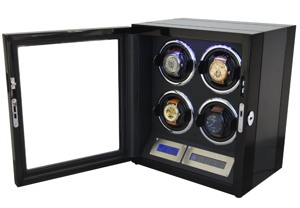 Carbon Fiber 4 Watch Winder with Adjustable TPD and Japanese Mabuchi Motor