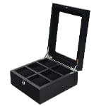 6 slot watch case open display with black velvet cushions