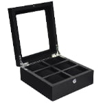black velvet watch storage case with six compartments
