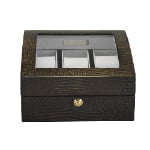 High Glossy Crocodile Grain Green 6 Watch Case with Tempered Glass Display