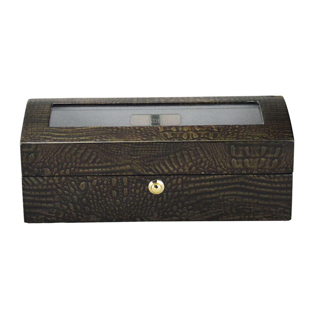 High Glossy Crocodile Grain Deep Green 4 Watch Case