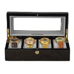 High Glossy Crocodile Grain Deep Green 4 Watch Case