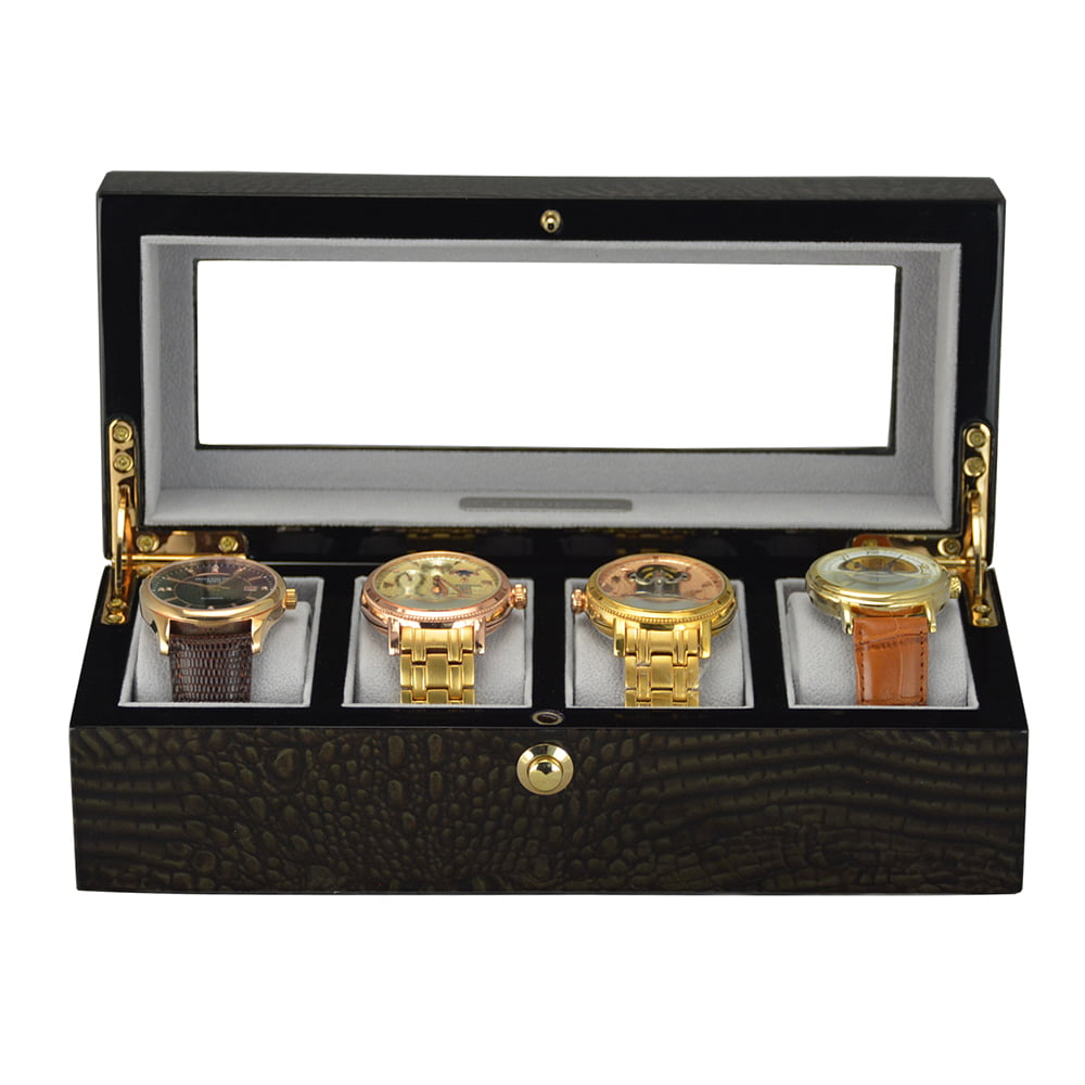 High Glossy Crocodile Grain Deep Green 4 Watch Case