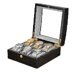 High Glossy Crocodile Grain Green 6 Watch Case with Tempered Glass Display