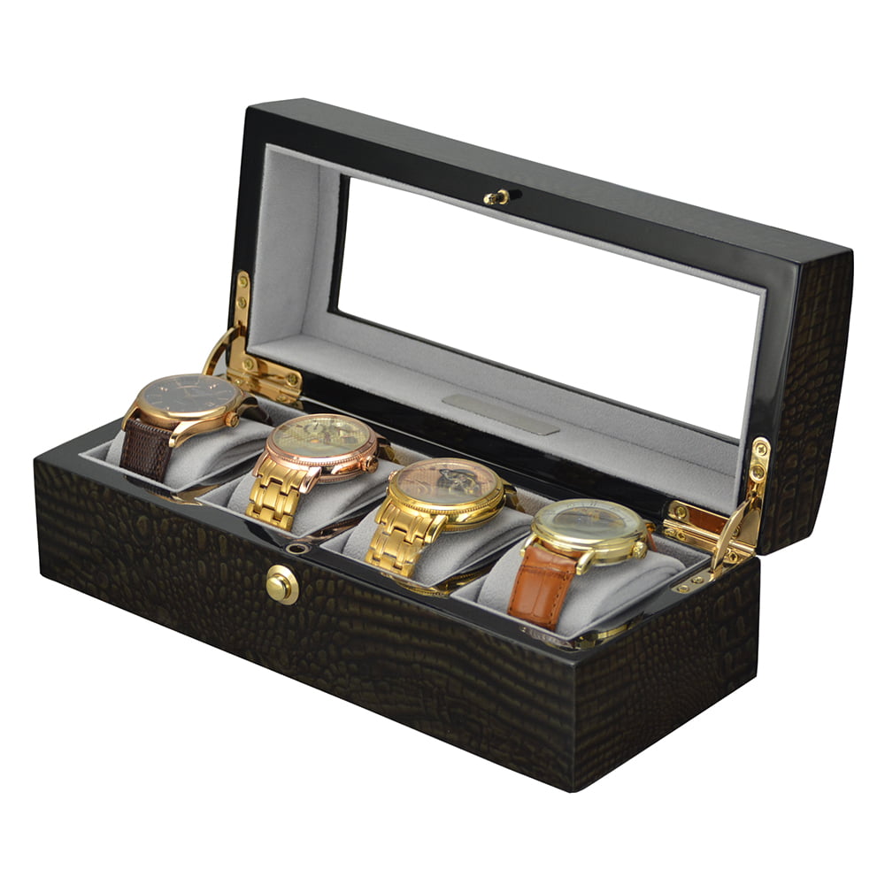 High Glossy Crocodile Grain Deep Green 4 Watch Case