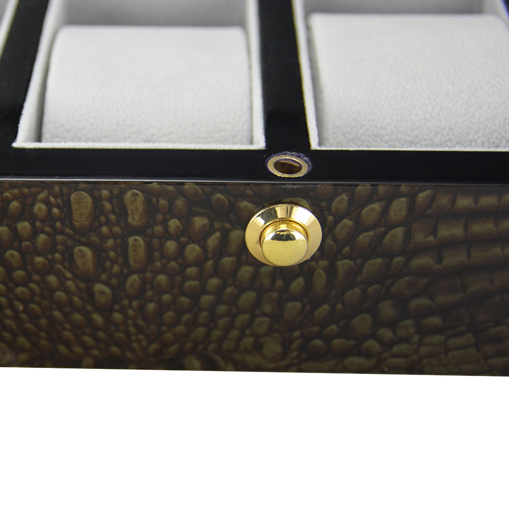 High Glossy Crocodile Grain Deep Green 4 Watch Case