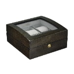 High Glossy Crocodile Grain Green 6 Watch Case with Tempered Glass Display