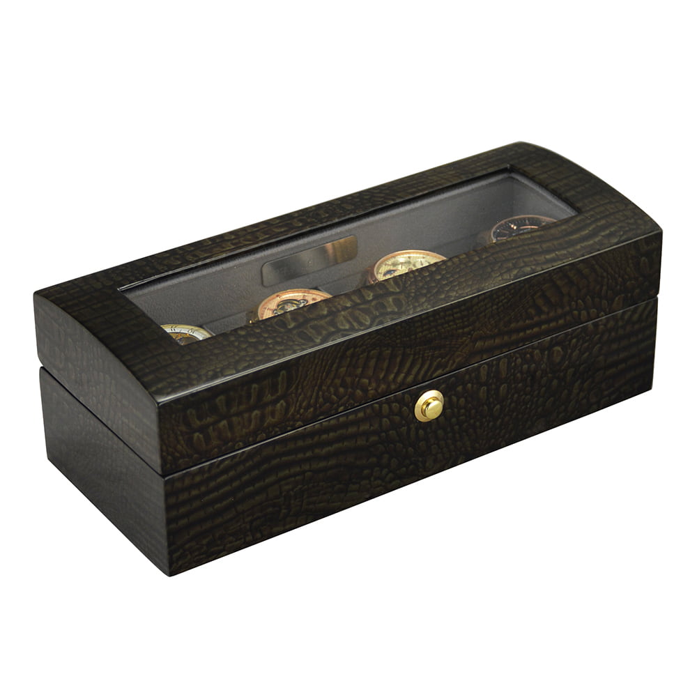 High Glossy Crocodile Grain Deep Green 4 Watch Case