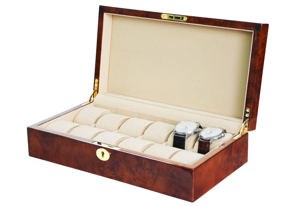 High Glossy Deep Yellow with Apricot 12 Watch Case with Velvet Interior