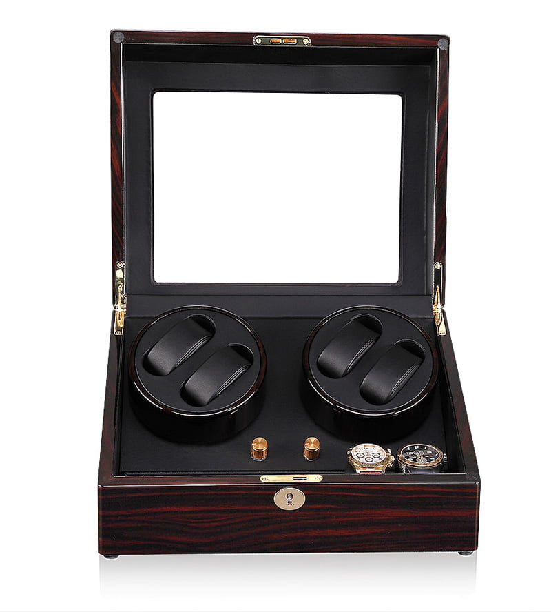 High Glossy Ebony 4-Watch Winder with 6-Watch Storage