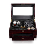 4 watch winder closed with ebony high-gloss finish and tempered glass window