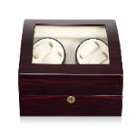 4 watch winder with ebony high-gloss exterior, beige interior and tempered glass window